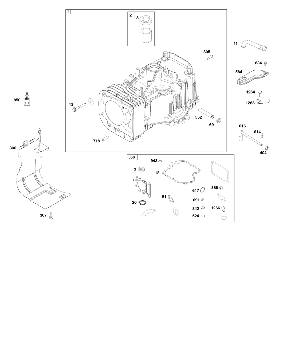 Cylinder Group Diagram and Parts List for 31S977-0020-B5 200000 - 399999 Briggs and Stratton Engine